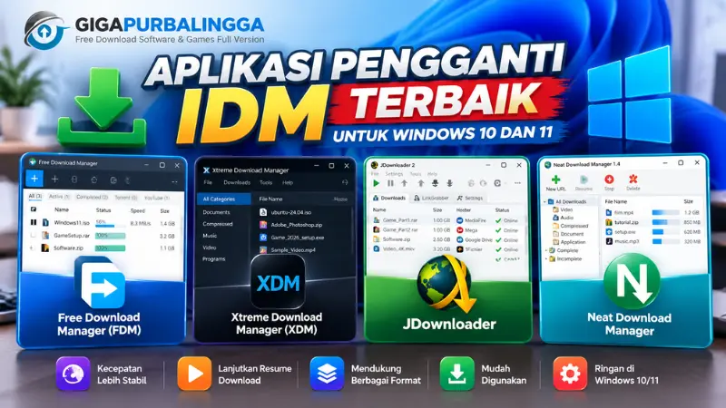 Aplikasi pengganti IDM terbaik gratis FDM XDM Neat JDownloader untuk Windows 10 dan 11